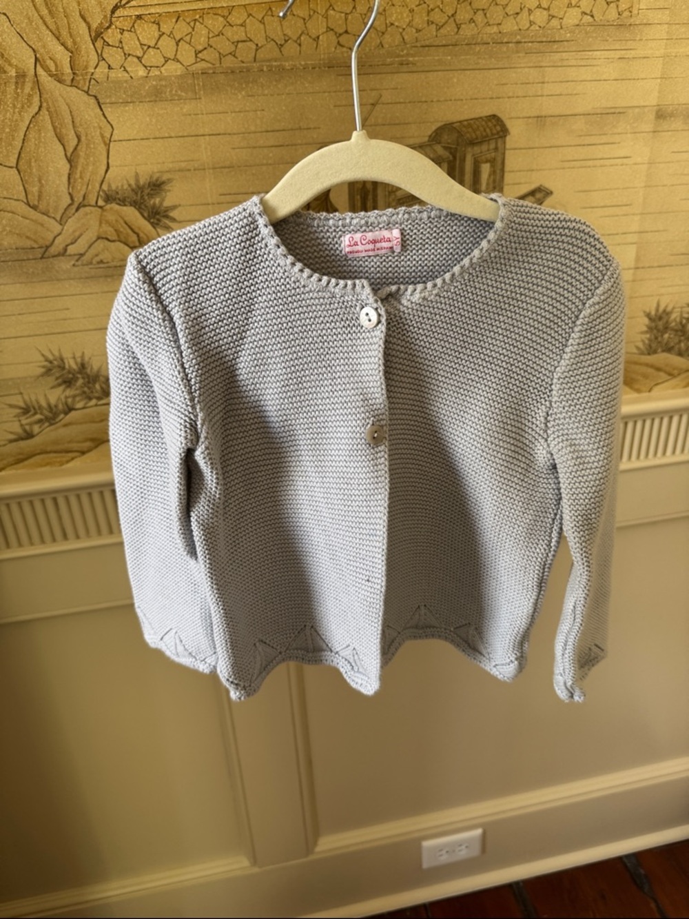 La Coqueta Light Gray Knit Baby Cardigan